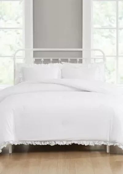 The Farmhouse by Rachel Ashwell Ruffled Washed Cotton White Twin/Twin XL 2 Piece Comforter Set