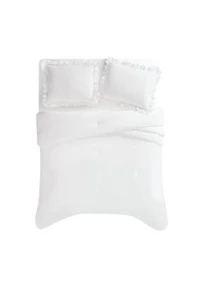 The Farmhouse by Rachel Ashwell Ruffled Washed Cotton White King 3 Piece Comforter Set