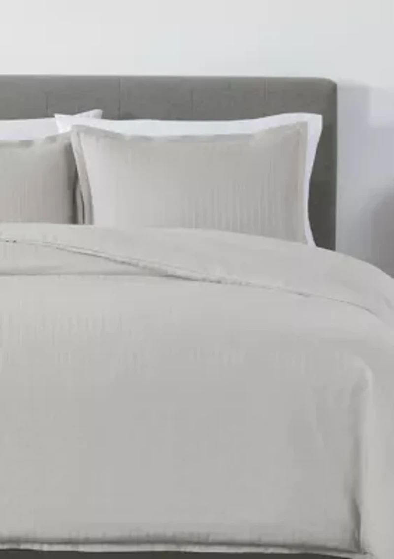 Royal Velvet Olivia Stripe Grey Full/Queen Duvet Set