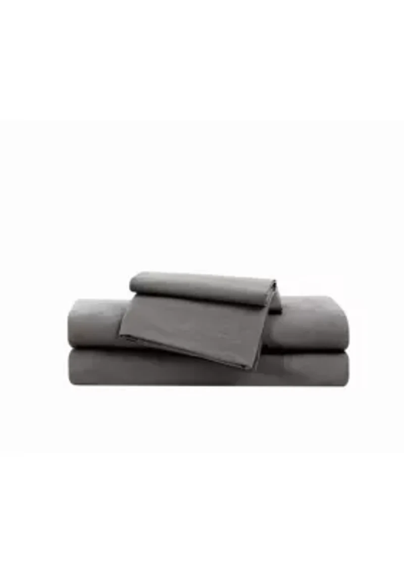 Brooklyn Loom Essential Cotton Blue King 4 Piece Sheet Set