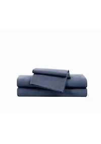 Brooklyn Loom Essential Cotton Blue King 4 Piece Sheet Set