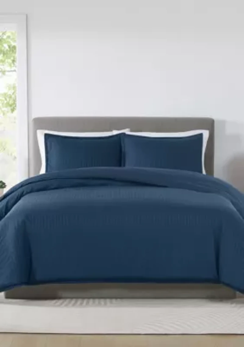 Royal Velvet Olivia Stripe Grey Full/Queen Comforter Set