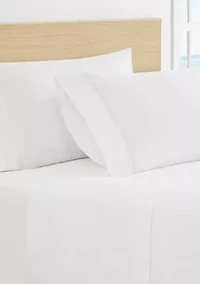 Scout Pick Stitch 100% Cotton Percale White with Pink Lemonade Standard Pillowcase Pair