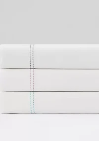 Scout Pick Stitch 100% Cotton Percale White with Pink Lemonade Standard Pillowcase Pair