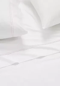 Scout Pick Stitch 100% Cotton Percale White with Pink Lemonade Standard Pillowcase Pair
