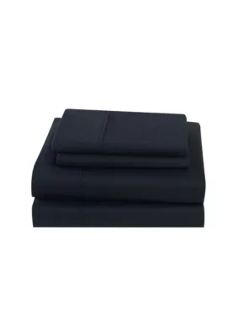 Cannon Solid Percale Black 5 Piece Split King Sheet Set