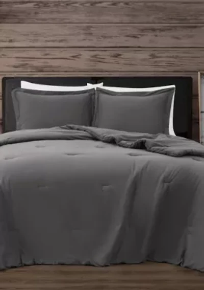 Frye Vintage Washed Cotton Blue King 3 Piece Comforter Set