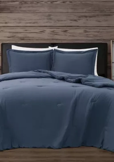 Frye Vintage Washed Cotton Blue King 3 Piece Comforter Set