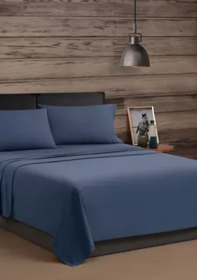 Frye Vintage Washed Cotton Blue Full 4 Piece Sheet Set