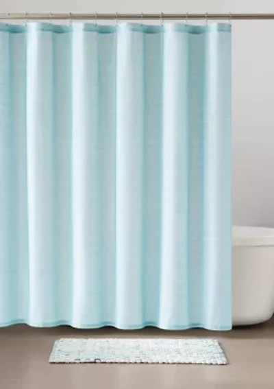 Scout Fine Lines White/Blue 72x72 Shower Curtain