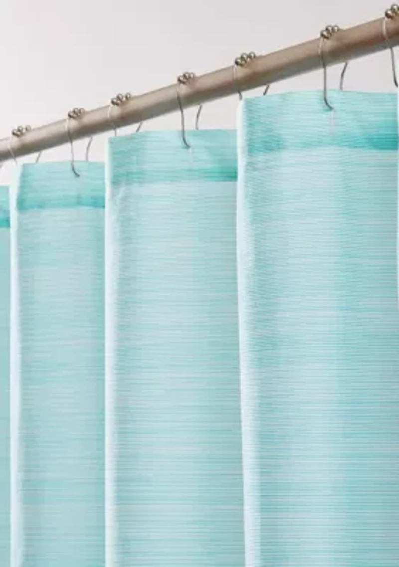 Scout Fine Lines White/Blue 72x72 Shower Curtain