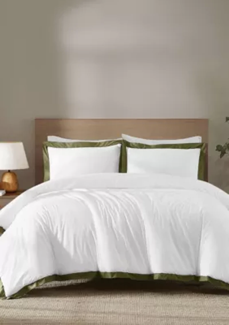 Brooklyn Loom Cotton Face Hotel Border Comforter Set