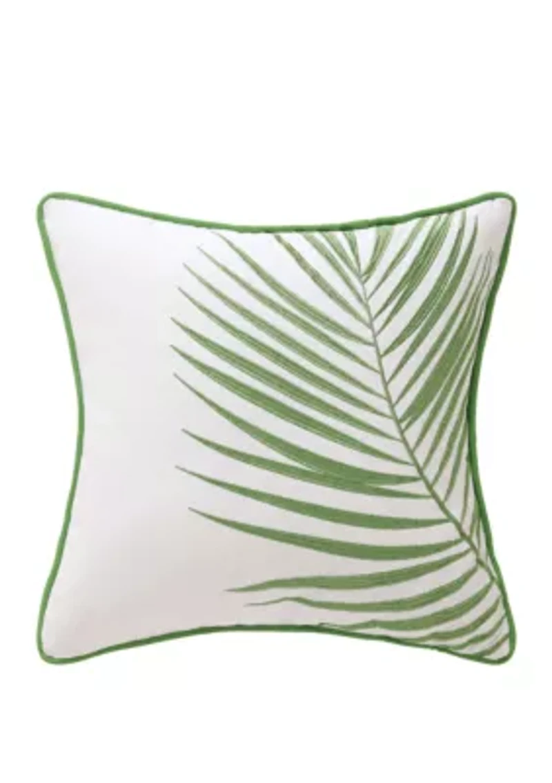 Coco Paradise Embroidered Palm Decorative Pillow