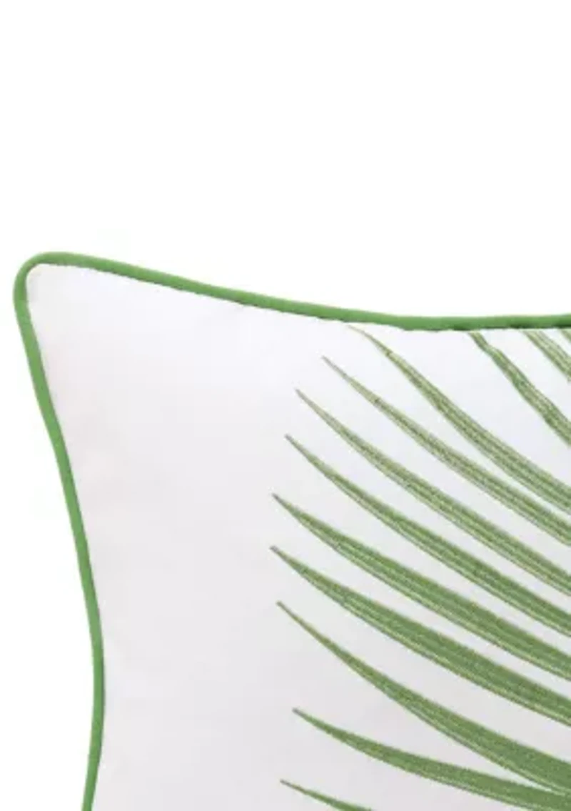 Coco Paradise Embroidered Palm Decorative Pillow
