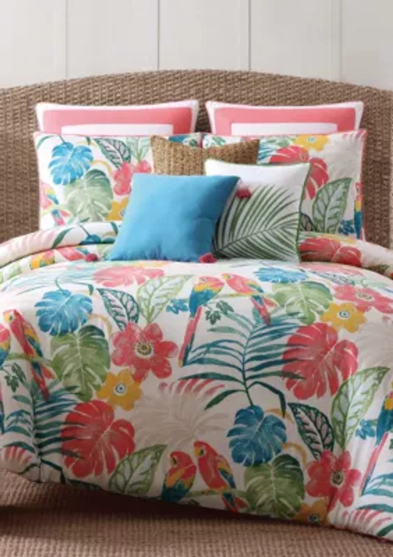 Coco Paradise Embroidered Palm Decorative Pillow