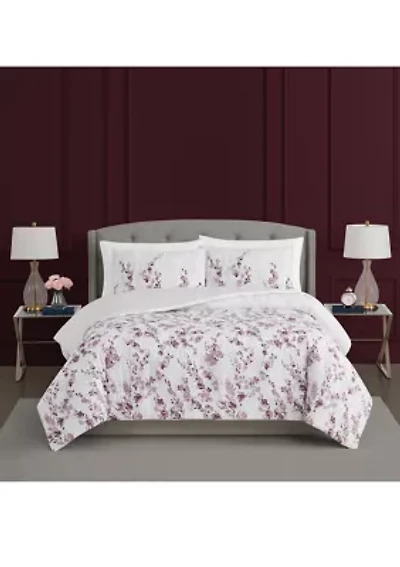 Purple Floral Comforter Set