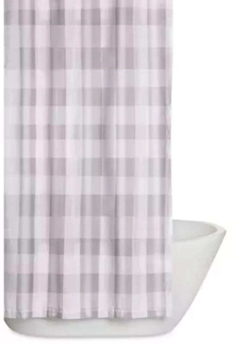 Truly Soft Everyday Buffalo Plaid Grey Shower Curtain