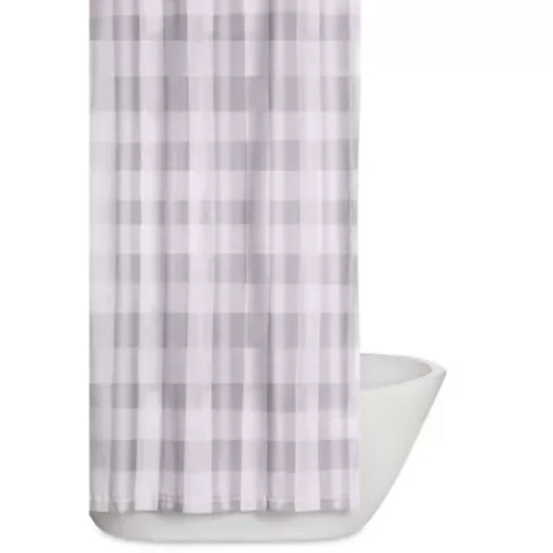 Truly Soft Everyday Buffalo Plaid Grey Shower Curtain