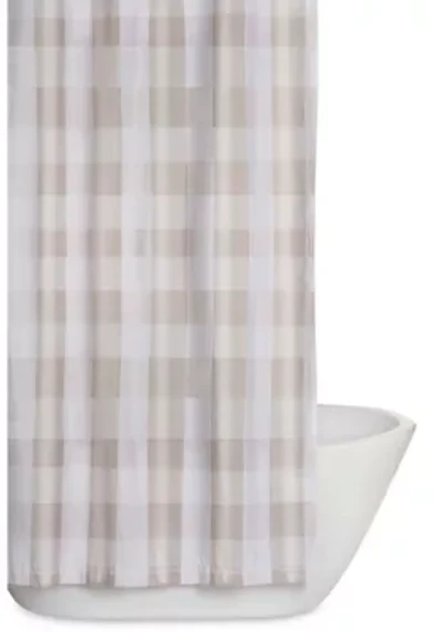 Truly Soft Everyday Buffalo Plaid Khaki Shower Curtain