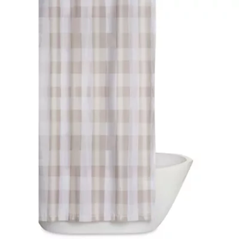 Truly Soft Everyday Buffalo Plaid Khaki Shower Curtain