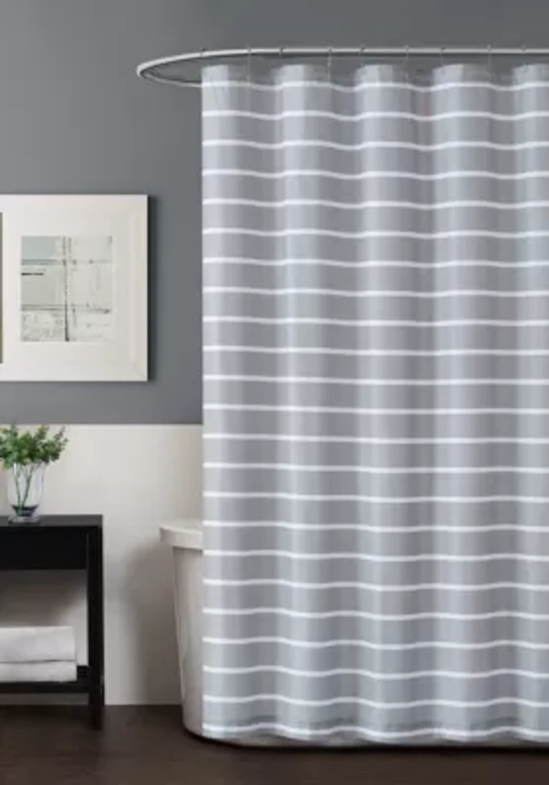 Truly Soft Maddow Stripe Grey Shower Curtain