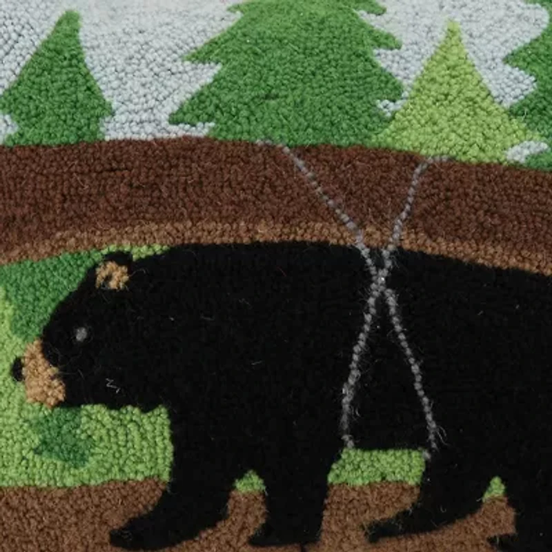 Canoe Bear Wool Hook Pillow