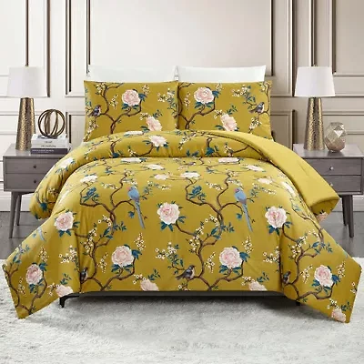 Bird Chinoiserie 3-Piece Reversible Comforter Set