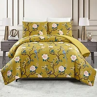 Bird Chinoiserie 3-Piece Reversible Comforter Set