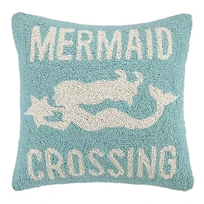 Mermaid Crossing Wool Hook Pillow