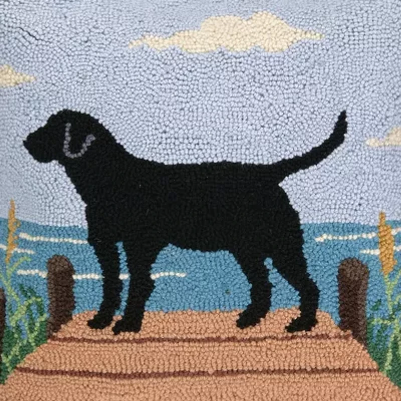 Lab on Dock Wool Hook Pillow