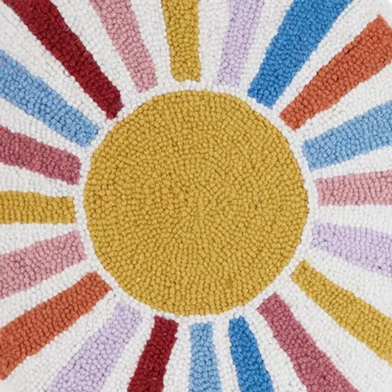 Rainbow Sun Wool Hook Pillow