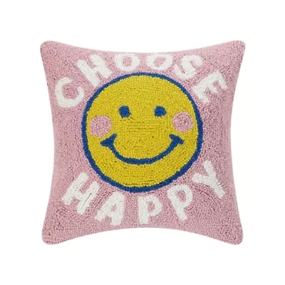 Choose Happy Wool Hook Pillow