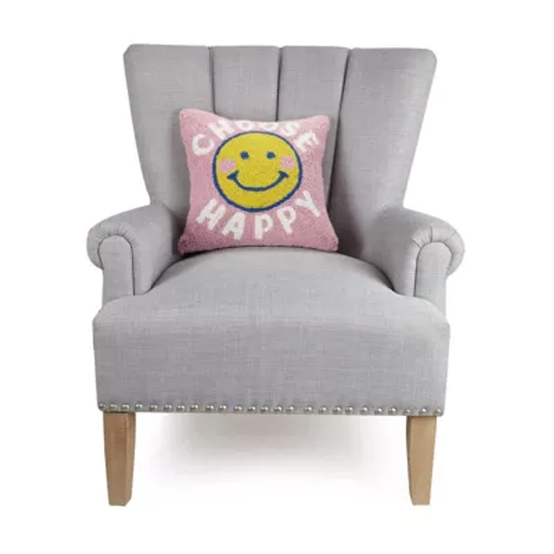 Choose Happy Wool Hook Pillow