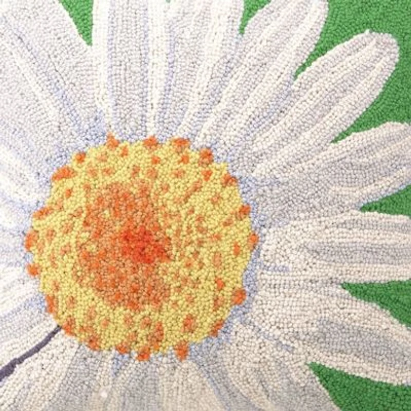 White Daisy Wool Hook Pillow