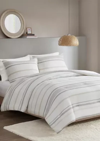 3 Piece Striped Comforter Set
