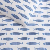 Woodblock Fish Cotton Duvet Cover Set