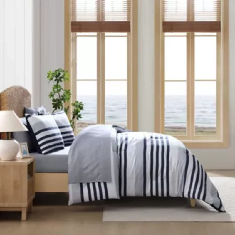 Palm Coast Stripe Reversible Microfiber Comforter Set