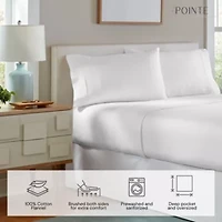 Pointehaven 180 GSM Brushed Cotton Printed Soft Flannel Deep Pocket Oversized Sheet Set