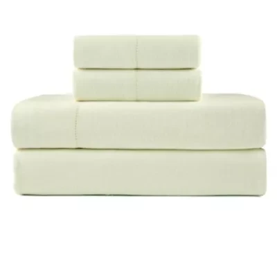 Pointehaven 180 GSM Brushed Cotton Solid Color Soft Flannel Deep Pocket Oversized Sheet Set