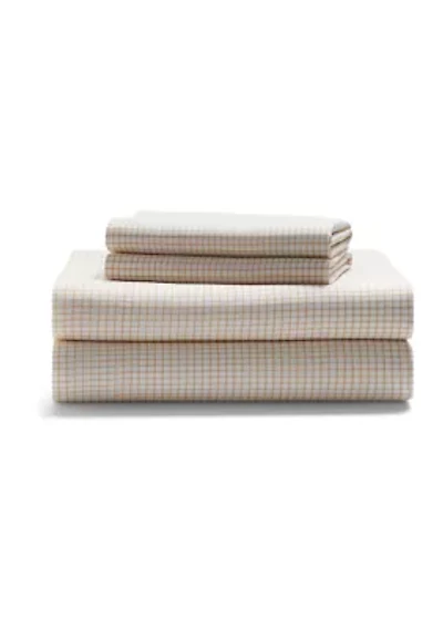 Sloane Cotton Percale Checked Sheet Set