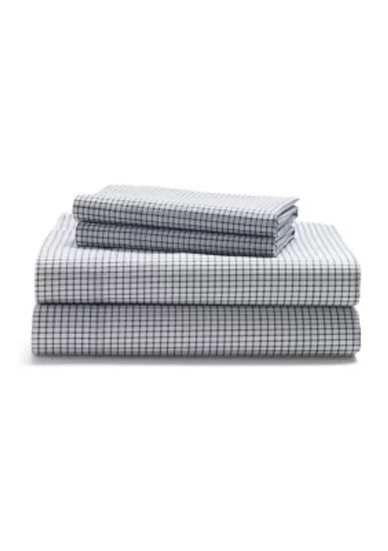 Sloane Cotton Percale Checked Sheet Set
