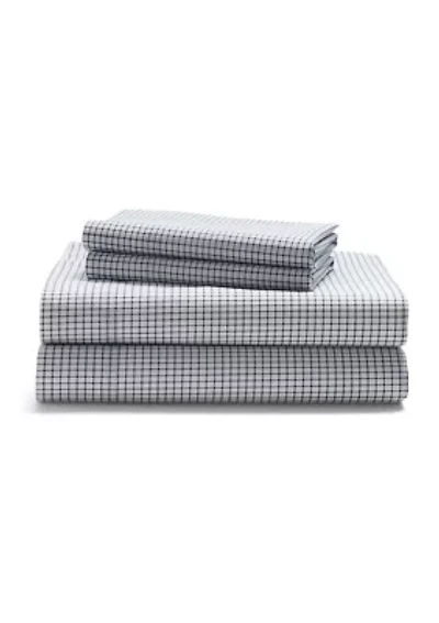 Sloane Cotton Percale Checked Sheet Set