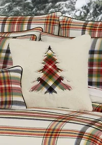Christopher Plaid 20" Square Embellished Decorative Throw Pillow