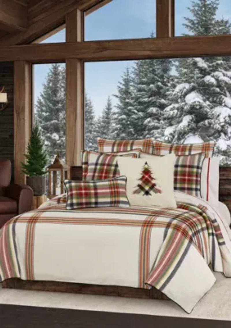 Christopher Plaid 20" Square Embellished Decorative Throw Pillow