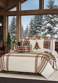 Christopher Plaid 20" Square Embellished Decorative Throw Pillow