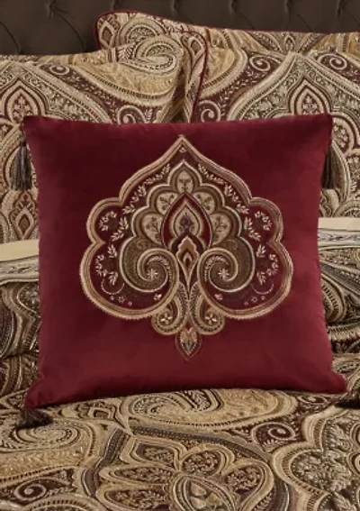 Bordeaux 18" Square Embellished Decorative Throw Pillow