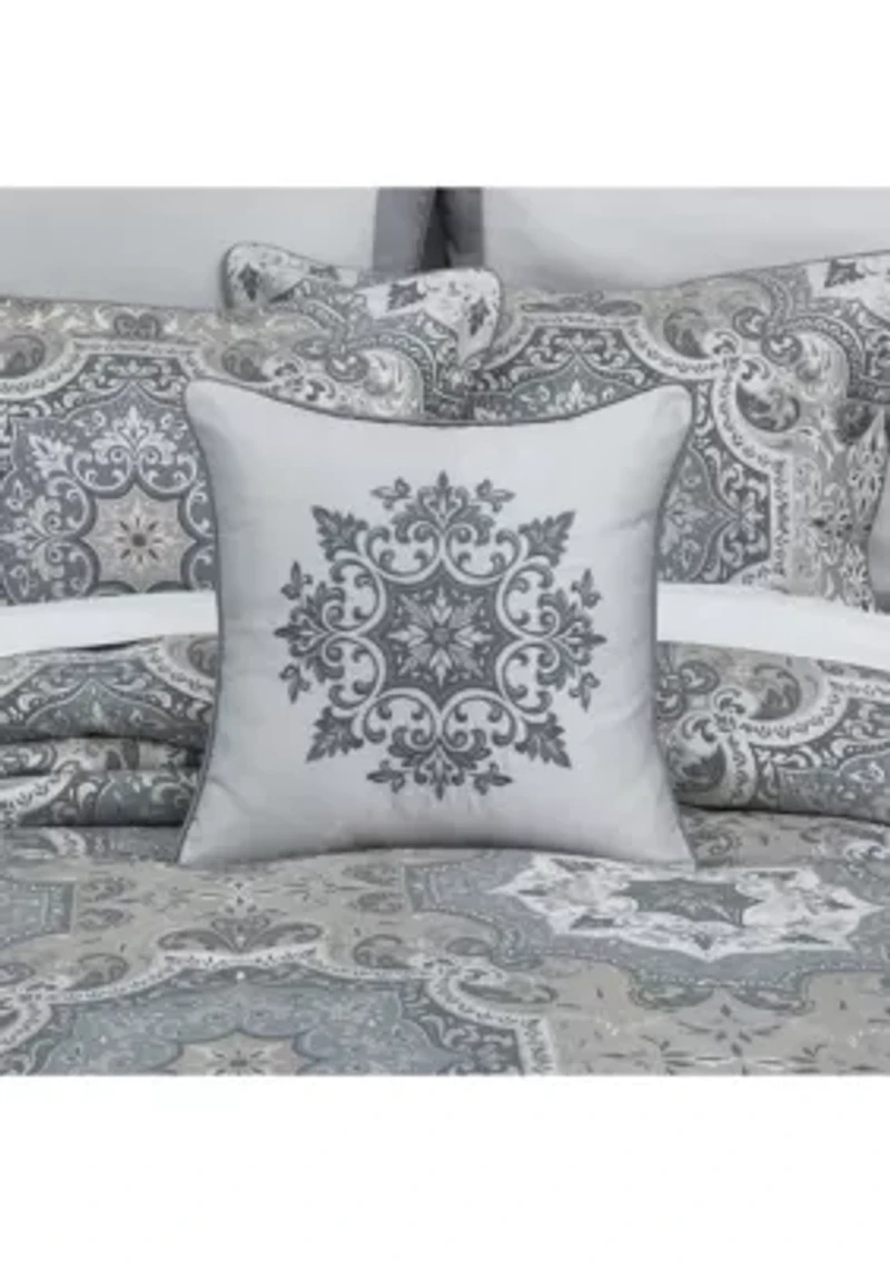 Lisbon 18" Square Embellished Decorative Throw Pillow
