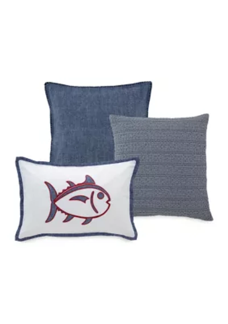 Folly Beach Chambray Whipstitch Decorative Pillow