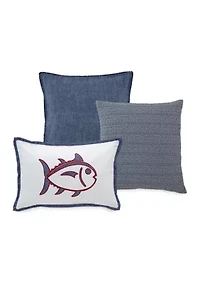 Folly Beach Chambray Whipstitch Decorative Pillow