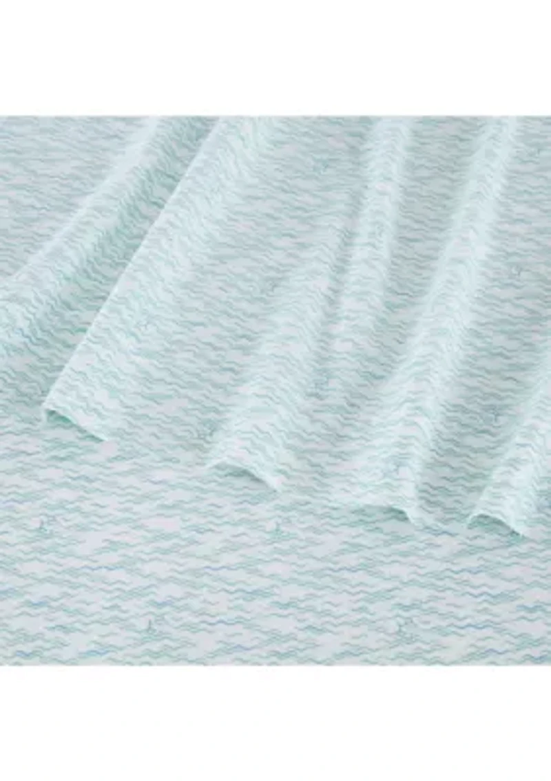 Southern Tide Waves and Skips Queen Aqua Sheet Set